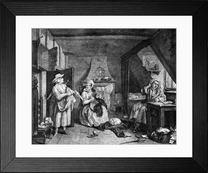 Framed Print : The Distrest Poet, 1740. Artist: William Hogarth Framed Print : The Distrest Poet, 1740. Artist: William Hogarth