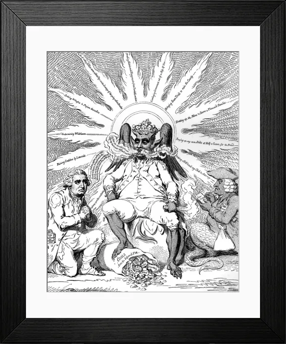 Framed Print : Satan in all his Glory... 1792.Artist: James Gillray Framed Print : Satan in all his Glory... 1792.Artist: James Gillray