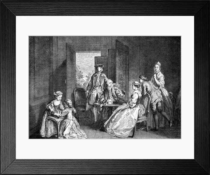 Framed Print : Building Houses with Cards, 1743. Artist: Truchy Framed Print : Building Houses with Cards, 1743. Artist: Truchy