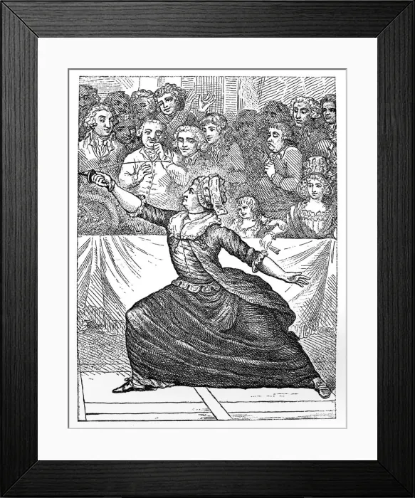 Framed Print : Mlle la Chevaliere d Eon de Beaumont fencing, 18th century Framed Print : Mlle la Chevaliere d Eon de Beaumont fencing, 18th century