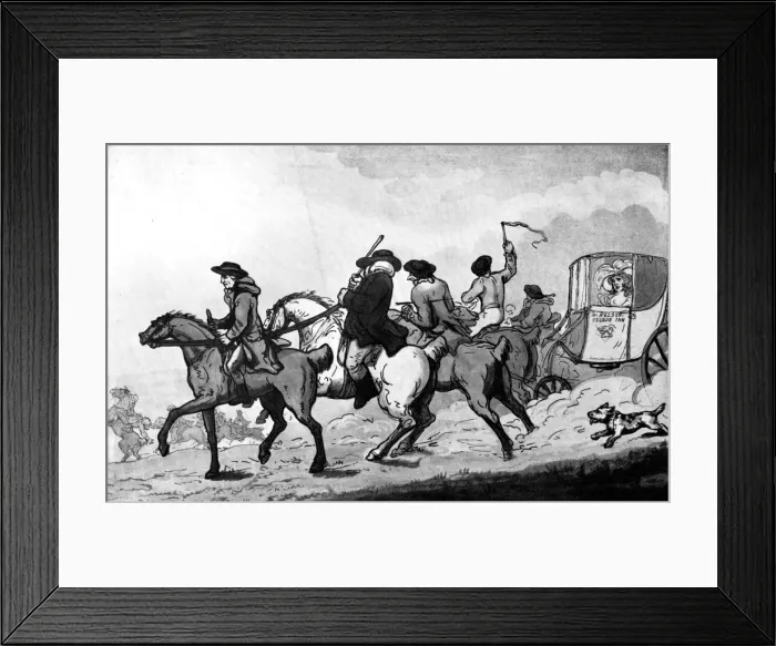 Framed Print : Going to the races, late 18th century. Artist: Thomas Rowlandson Framed Print : Going to the races, late 18th century. Artist: Thomas Rowlandson