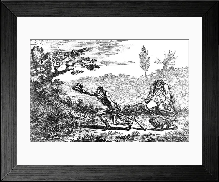 Framed Print : Cockney Sportsmen finding a hare, 1800 Framed Print : Cockney Sportsmen finding a hare, 1800