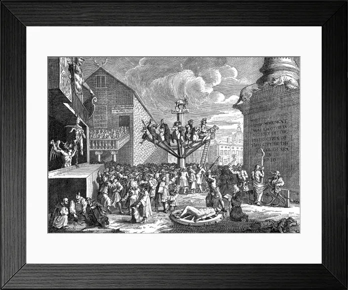Framed Print : A Satire on the South Sea Company, 1721. Artist: William Hogarth Framed Print : A Satire on the South Sea Company, 1721. Artist: William Hogarth
