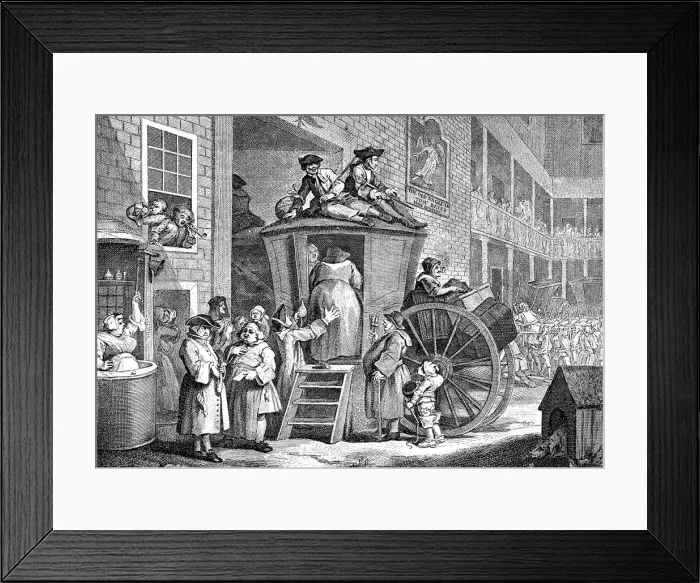 Framed Print : The Stage Coach or Country Inn Yard, 1747. Artist: William Hogarth Framed Print : The Stage Coach or Country Inn Yard, 1747. Artist: William Hogarth