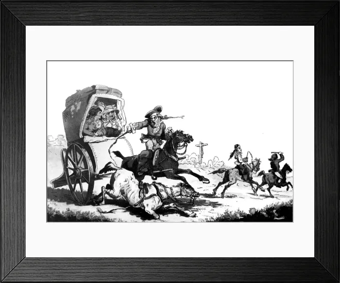 Framed Print : French Travelling, or the First Stage from Calais, 1792. Artist: F Dukes Framed Print : French Travelling, or the First Stage from Calais, 1792. Artist: F Dukes