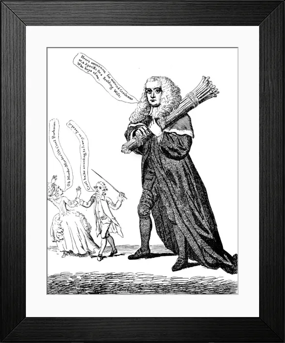 Framed Print : Judge Thumb or Sticks of a Lawful Size for Family Discipline, 1782 Framed Print : Judge Thumb or Sticks of a Lawful Size for Family Discipline, 1782