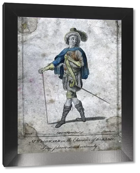 Mr Woodward in the character of Bobadil, 1776. Artist: J Reading