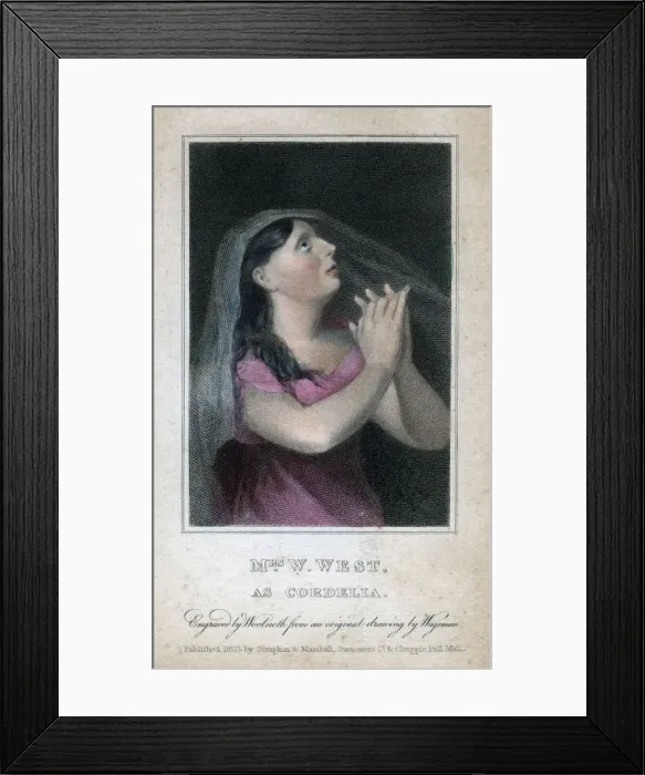 Framed Print : Mrs W West as Cordelia, 1820. Artist: Woolnoth Framed Print : Mrs W West as Cordelia, 1820. Artist: Woolnoth