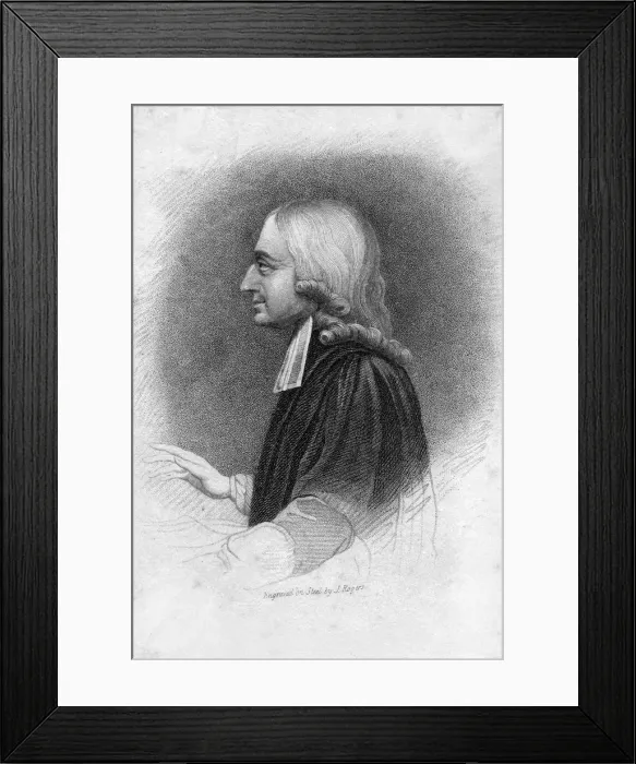 Framed Print : John Wesley, Methodist leader, (19th century). Artist: J Rogers Framed Print : John Wesley, Methodist leader, (19th century). Artist: J Rogers
