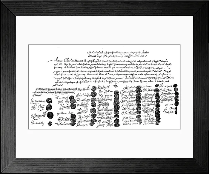 Framed Print : Warrant for the execution of King Charles, 1648, (1909) Framed Print : Warrant for the execution of King Charles, 1648, (1909)