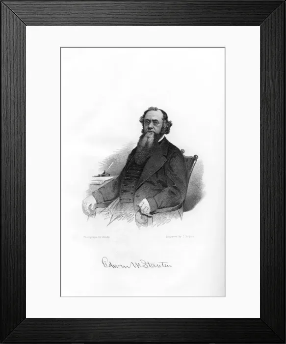 Framed Print : Edwin McMasters Stanton, American lawyer, politician, 1862-1867. Artist: Brady Framed Print : Edwin McMasters Stanton, American lawyer, politician, 1862-1867. Artist: Brady