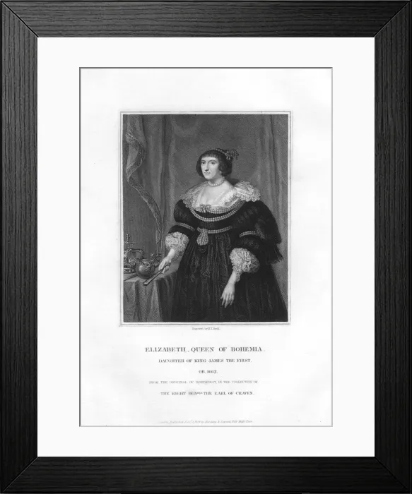 Framed Print : Elizabeth, Electress Palatine and Queen of Bohemia, (1834). Artist: Henry Thomas Ryall Framed Print : Elizabeth, Electress Palatine and Queen of Bohemia, (1834). Artist: Henry Thomas Ryall