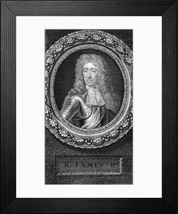 Framed Print : King James II of England, (18th century). Artist: George Vertue Framed Print : King James II of England, (18th century). Artist: George Vertue