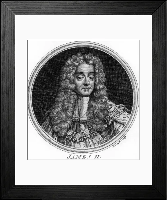 Framed Print : King James II of England. Artist: Ravenet Framed Print : King James II of England. Artist: Ravenet