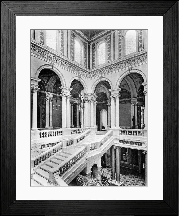 Framed Print : The grand staircase, Dorchester House, 1908. Artist: Bedford Lemere and Company Framed Print : The grand staircase, Dorchester House, 1908. Artist: Bedford Lemere and Company