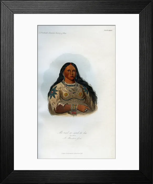 Framed Print : Mi-neek-ee-sank-te-ka, The Mink, A Mandan Girl, 1848 Framed Print : Mi-neek-ee-sank-te-ka, The Mink, A Mandan Girl, 1848