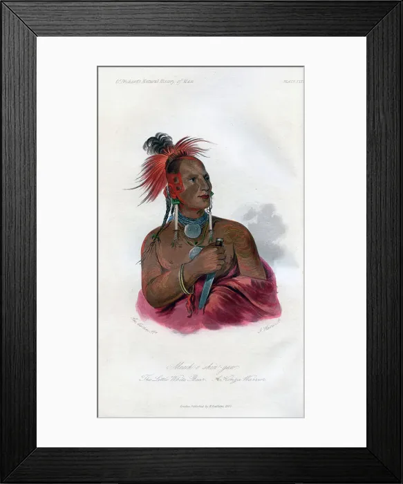 Framed Print : Meach-o-shin-gaw, The Little White Bear, A Konza Warrior, 1848. Artist: Harris Framed Print : Meach-o-shin-gaw, The Little White Bear, A Konza Warrior, 1848. Artist: Harris