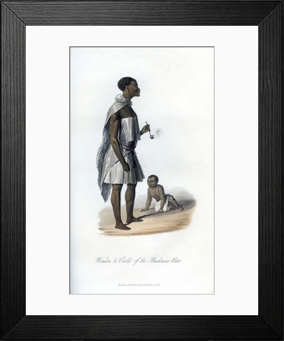 Framed Print : Woman & Child of the Bushman Race, 1848 Framed Print : Woman & Child of the Bushman Race, 1848