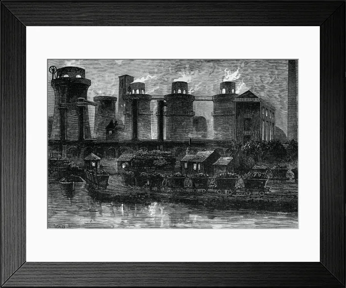 Framed Print : The blast furnaces at Summerlea by night, c1880. Artist: WD Scott-Moncrieff Framed Print : The blast furnaces at Summerlea by night, c1880. Artist: WD Scott-Moncrieff