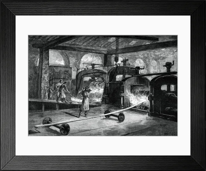 Framed Print : Rolling steel rails, c1880. Artist: Roberts Framed Print : Rolling steel rails, c1880. Artist: Roberts
