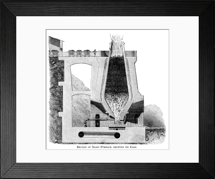 Framed Print : Section of a Blast Furnace, Showing its Food, c1880 Framed Print : Section of a Blast Furnace, Showing its Food, c1880