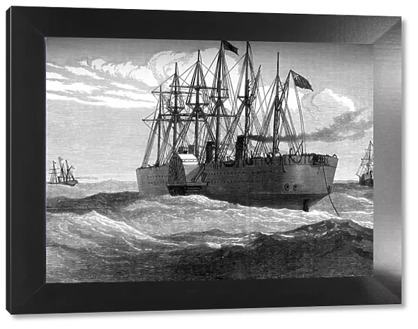 The Great Eastern playing out the Atlantic telegraph cable, c1865, (c1880)