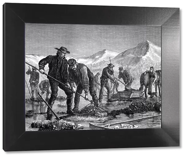Swedish peasants prospecting for lake ore, c1880. Artist: Mairray