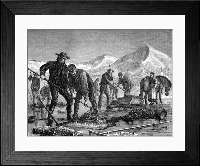 Framed Print : Swedish peasants prospecting for lake ore, c1880. Artist: Mairray Framed Print : Swedish peasants prospecting for lake ore, c1880. Artist: Mairray