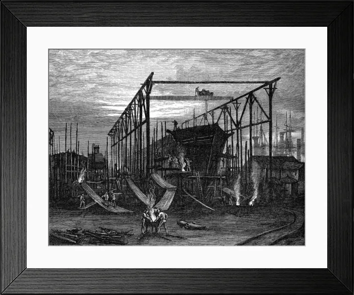 Framed Print : Shipyards on the Tyne, c1880 Framed Print : Shipyards on the Tyne, c1880