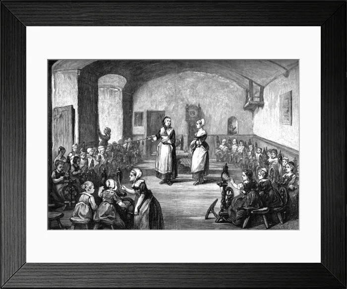 Framed Print : A German spinning school, c1880 Framed Print : A German spinning school, c1880