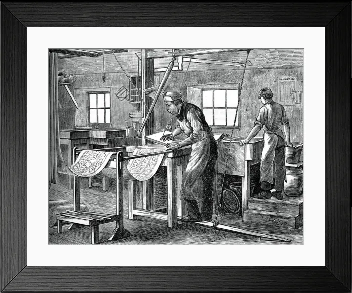 Framed Print : Block printers at work, c1880 Framed Print : Block printers at work, c1880