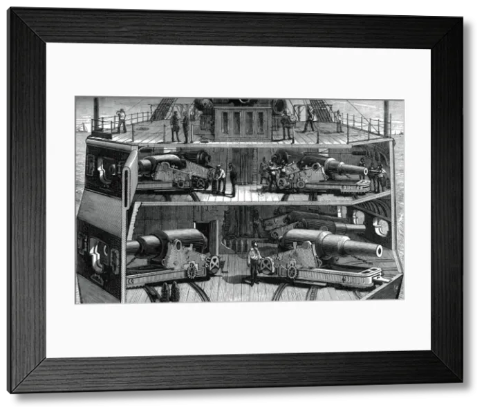 Framed Print : Section view of batteries in the ironclad frigate Alexandra, (c1880) Framed Print : Section view of batteries in the ironclad frigate Alexandra, (c1880)