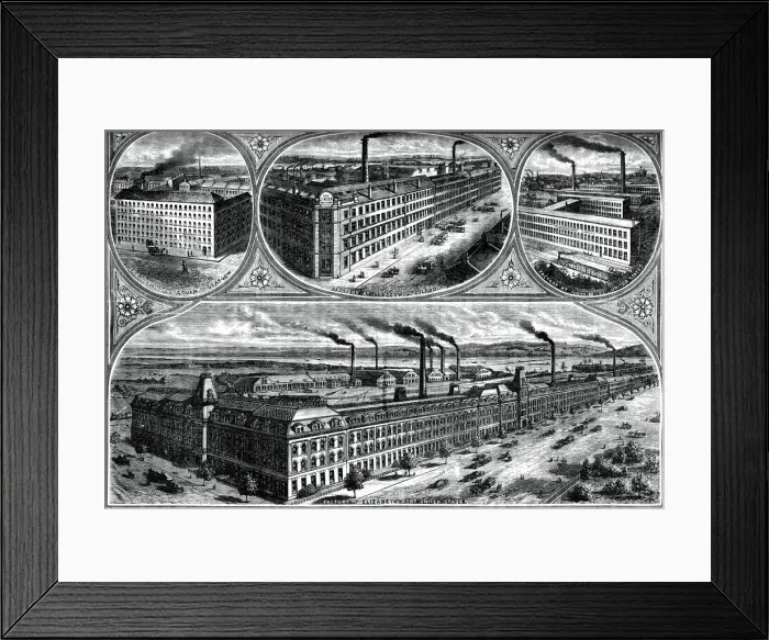 Framed Print : The factories of the Singer Manufacturing Company, c1880 Framed Print : The factories of the Singer Manufacturing Company, c1880