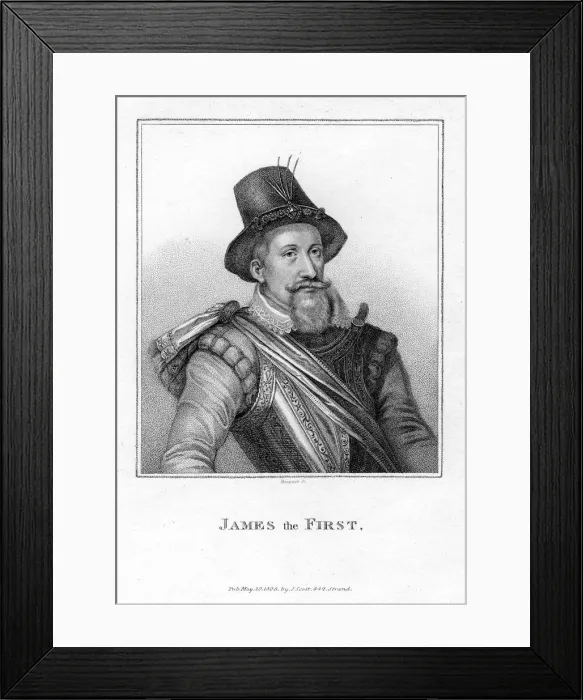 Framed Print : James I of England and VI of Scotland, (1806). Artist: Bacquet Framed Print : James I of England and VI of Scotland, (1806). Artist: Bacquet