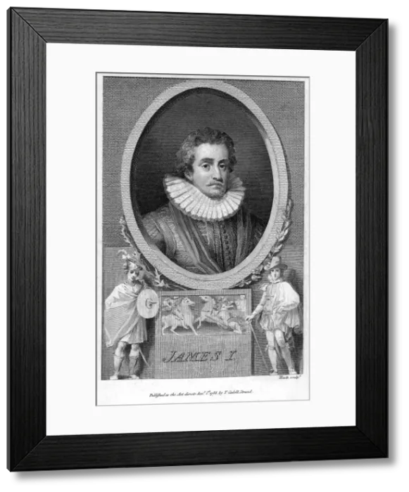 Framed Print : James I of England, (1788). Artist: Heath Framed Print : James I of England, (1788). Artist: Heath