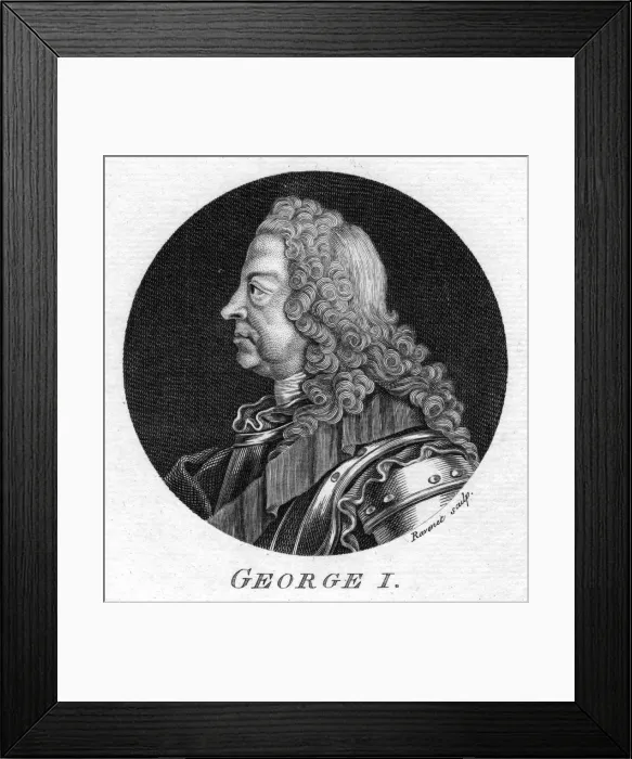 Framed Print : George I of Great Britain. Artist: Ravenet Framed Print : George I of Great Britain. Artist: Ravenet