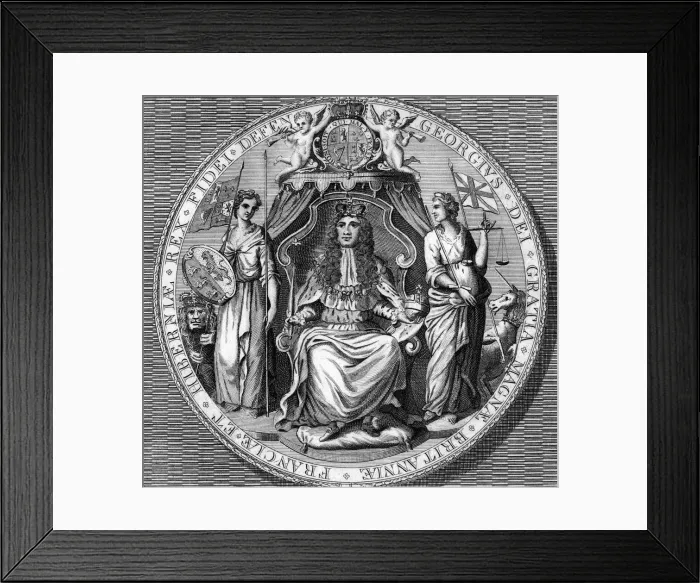 Framed Print : The great seal of King George I. Artist: Vandroit Framed Print : The great seal of King George I. Artist: Vandroit