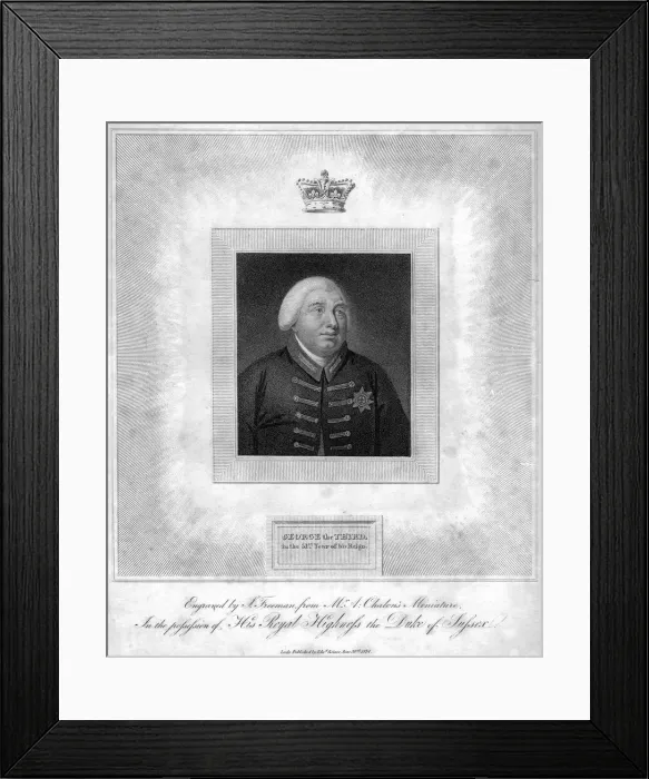 Framed Print : George the Third in the 51st Year of his Reign, (1814). Artist: Freeman Framed Print : George the Third in the 51st Year of his Reign, (1814). Artist: Freeman