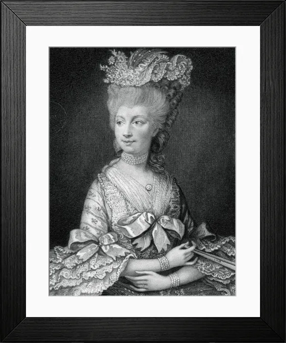 Framed Print : Queen Charlotte, queen consort of George III, (19th century). Artist: Read Framed Print : Queen Charlotte, queen consort of George III, (19th century). Artist: Read