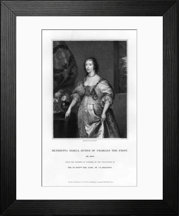 Framed Print : Queen Henrietta Maria, queen consort of Charles I, (1833). Artist: Henry Thomas Ryall Framed Print : Queen Henrietta Maria, queen consort of Charles I, (1833). Artist: Henry Thomas Ryall