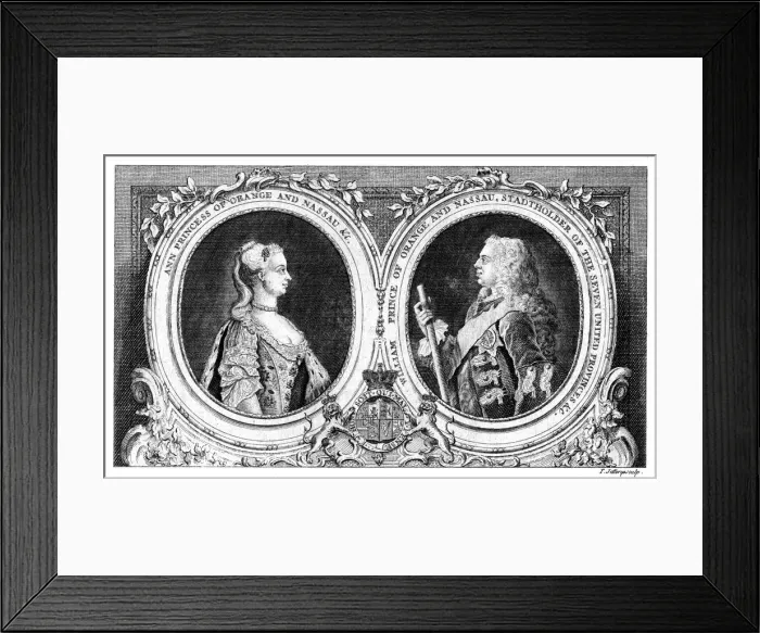 Framed Print : Ann, Princess of Orange and Nassau and William, Prince of Orange and Nassau, 18th century. Artist: J Jeffreys Framed Print : Ann, Princess of Orange and Nassau and William, Prince of Orange and Nassau, 18th century. Artist: J Jeffreys