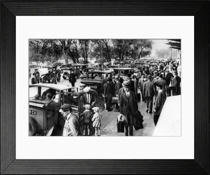 Framed Print : Crowds in front of the station, Orsay, Paris, 1931. Artist: Ernest Flammarion Framed Print : Crowds in front of the station, Orsay, Paris, 1931. Artist: Ernest Flammarion