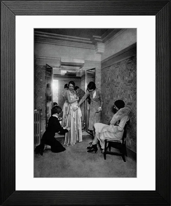 Framed Print : Trying on a dress at a great dressmakers, Paris, 1931. Artist: Ernest Flammarion Framed Print : Trying on a dress at a great dressmakers, Paris, 1931. Artist: Ernest Flammarion
