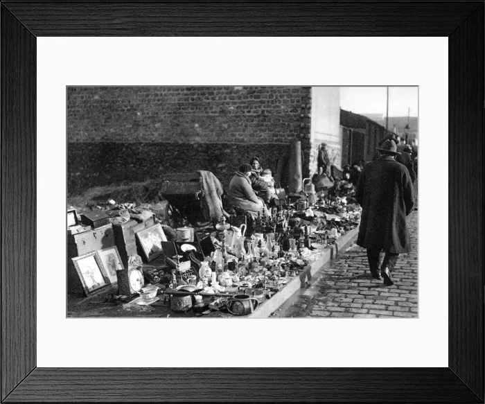 Framed Print : A display of goods at the flea market, Paris, 1931. Artist: Ernest Flammarion Framed Print : A display of goods at the flea market, Paris, 1931. Artist: Ernest Flammarion