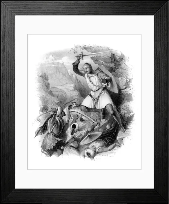 Framed Print : Crusader in battle, (19th century)