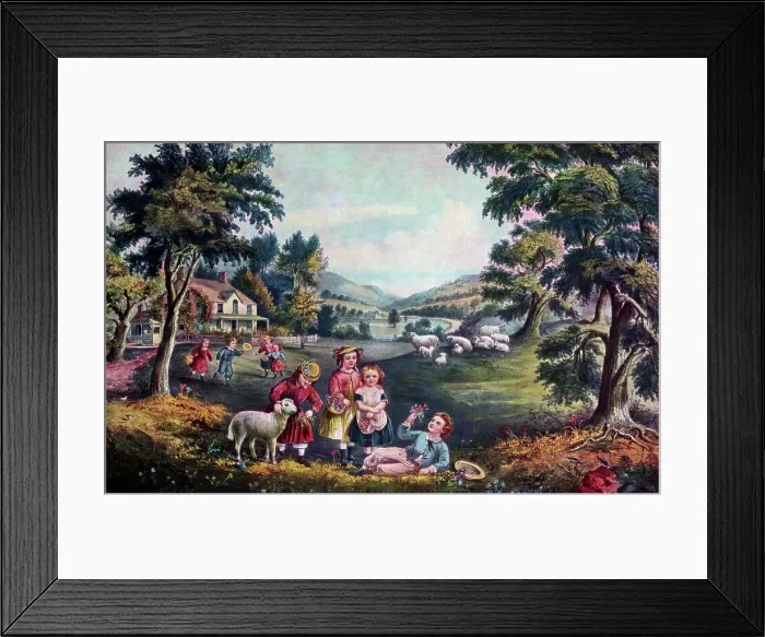 Framed Print : The Season of Joy, Childhood, 1868. Artist: Currier and Ives Framed Print : The Season of Joy, Childhood, 1868. Artist: Currier and Ives