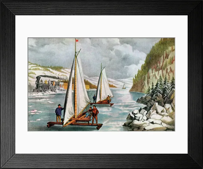 Framed Print : Ice Boat Race on the Hudson River, 19th century. Artist: Currier and Ives Framed Print : Ice Boat Race on the Hudson River, 19th century. Artist: Currier and Ives