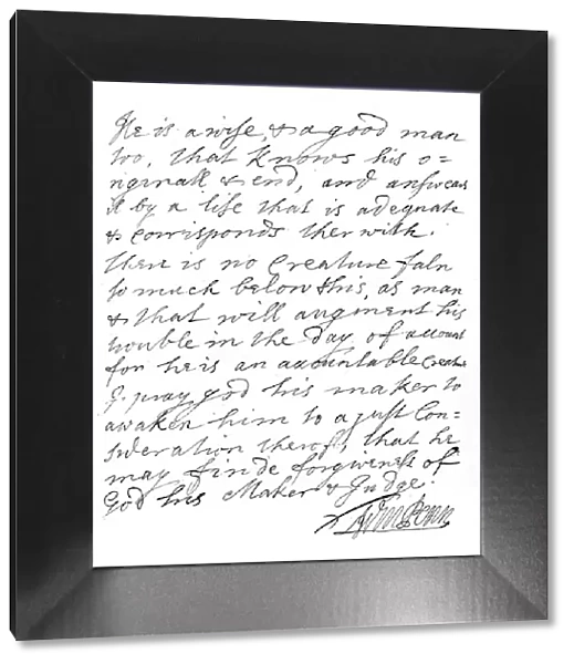 A letter from William Penn of Pennsylania, late 17th-early 18th century, (1840). Artist: William Penn