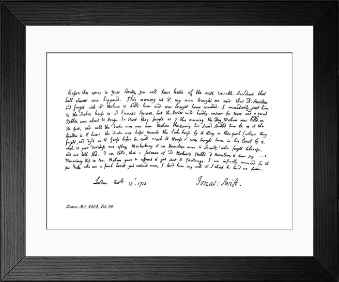 Framed Print : Extract from Dean Swifts journal, addressed to Mrs Dingley, 1712, (1840). Artist: Jonathan Swift Framed Print : Extract from Dean Swifts journal, addressed to Mrs Dingley, 1712, (1840). Artist: Jonathan Swift