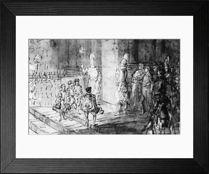 Framed Print : Swiss Guards and French Soldiers at the Vatican, (1930). Artist: Constantin Guys Framed Print : Swiss Guards and French Soldiers at the Vatican, (1930). Artist: Constantin Guys
